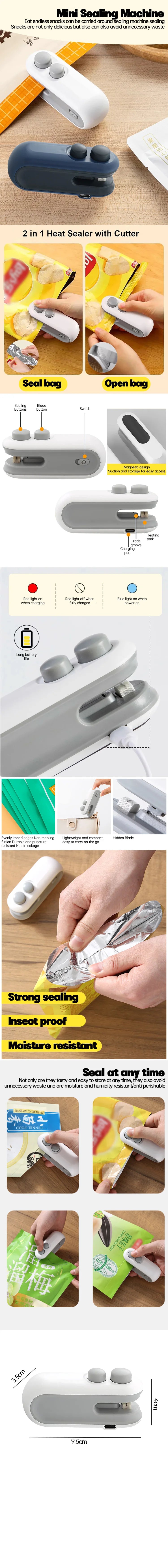 Rechargeable 2-in-1 Mini Bag Sealer & Cutter